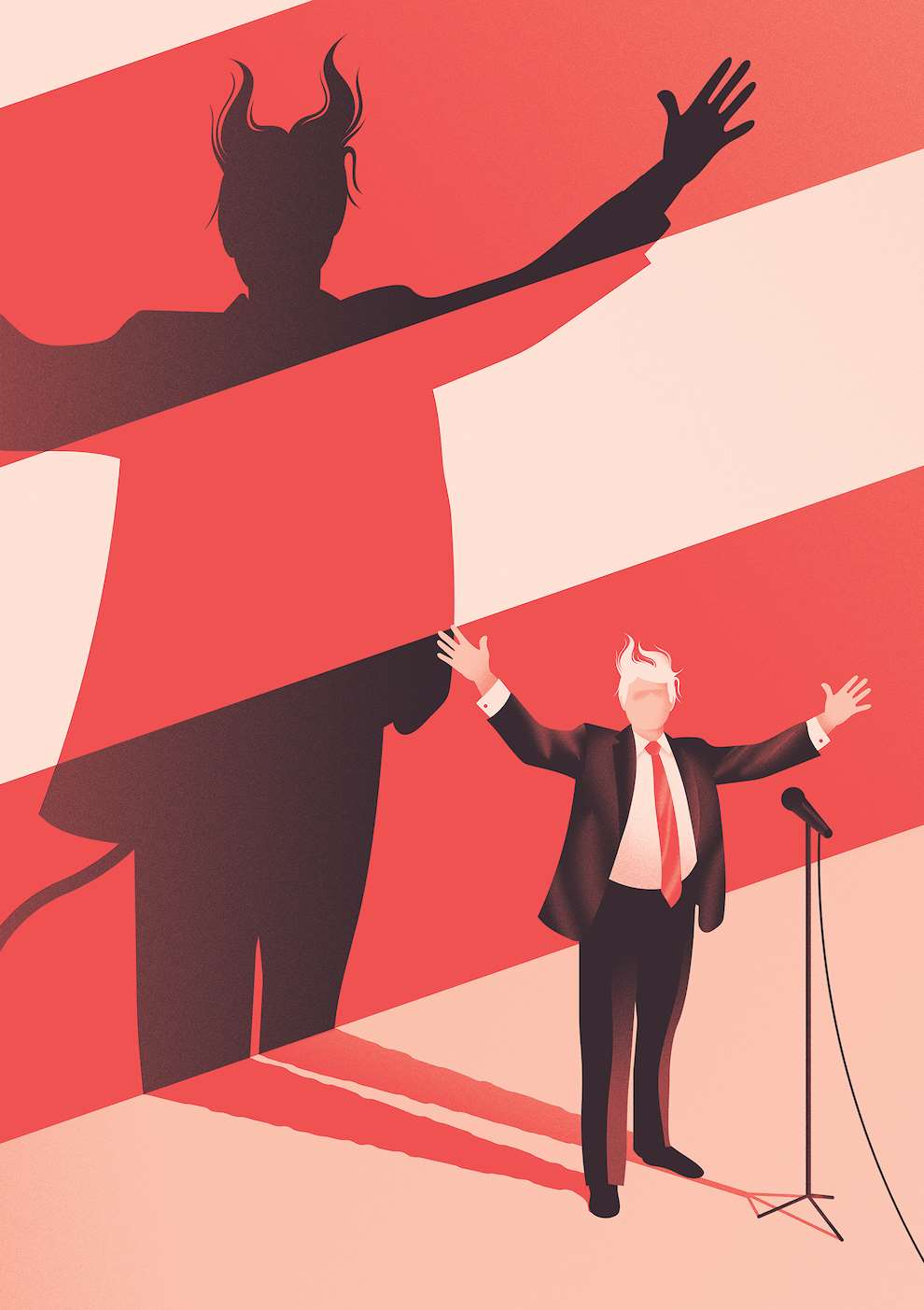 Jack Daly, Digital illustration of Trump, with shadow portraying him as the devil. 